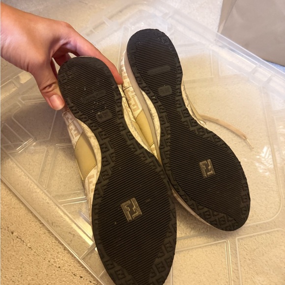 Fendi Beige Logo Sneakers with a little wedge heel - Picture 1 of 6